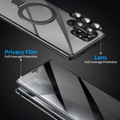 For Samsung Galaxy S23 Ultra 5G MagSafe Magnetic Privacy Frosted Tempered Glass Holder Phone Case(Black) - Galaxy S23 Ultra 5G Cases by buy2fix | Online Shopping UK | buy2fix