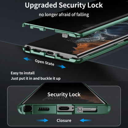 For Samsung Galaxy S23 Ultra 5G MagSafe Magnetic Privacy Frosted Tempered Glass Holder Phone Case(Green) - Galaxy S23 Ultra 5G Cases by buy2fix | Online Shopping UK | buy2fix