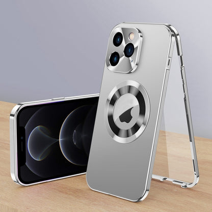 For iPhone 12 Pro Magnetic HD Tempered Glass Phone Case(Silver) - iPhone 12 / 12 Pro Cases by buy2fix | Online Shopping UK | buy2fix