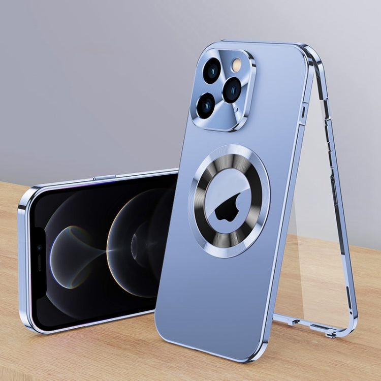 For iPhone 12 Pro Magnetic HD Tempered Glass Phone Case(Sierra Blue) - iPhone 12 / 12 Pro Cases by buy2fix | Online Shopping UK | buy2fix