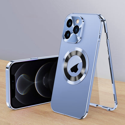For iPhone 12 Pro Magnetic HD Tempered Glass Phone Case(Sierra Blue) - iPhone 12 / 12 Pro Cases by buy2fix | Online Shopping UK | buy2fix