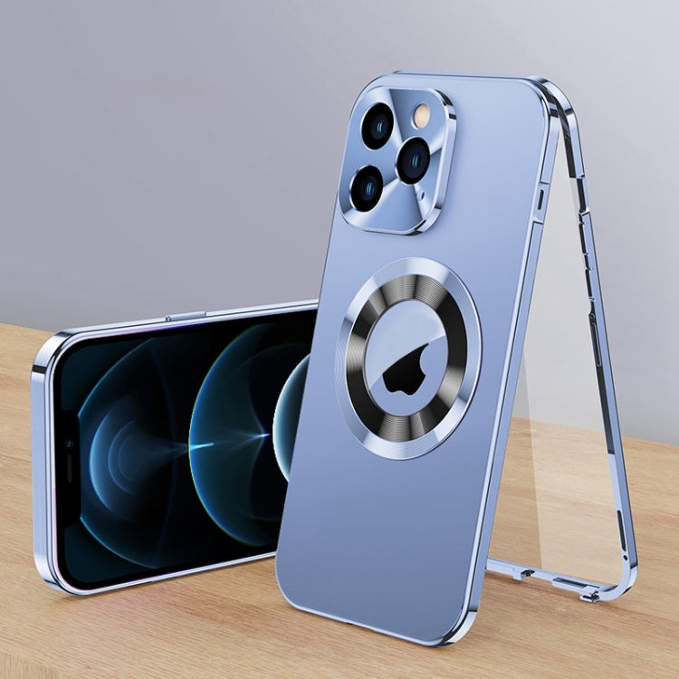 For iPhone 12 Pro Max Magnetic HD Tempered Glass Phone Case(Sierra Blue) - iPhone 12 Pro Max Cases by buy2fix | Online Shopping UK | buy2fix