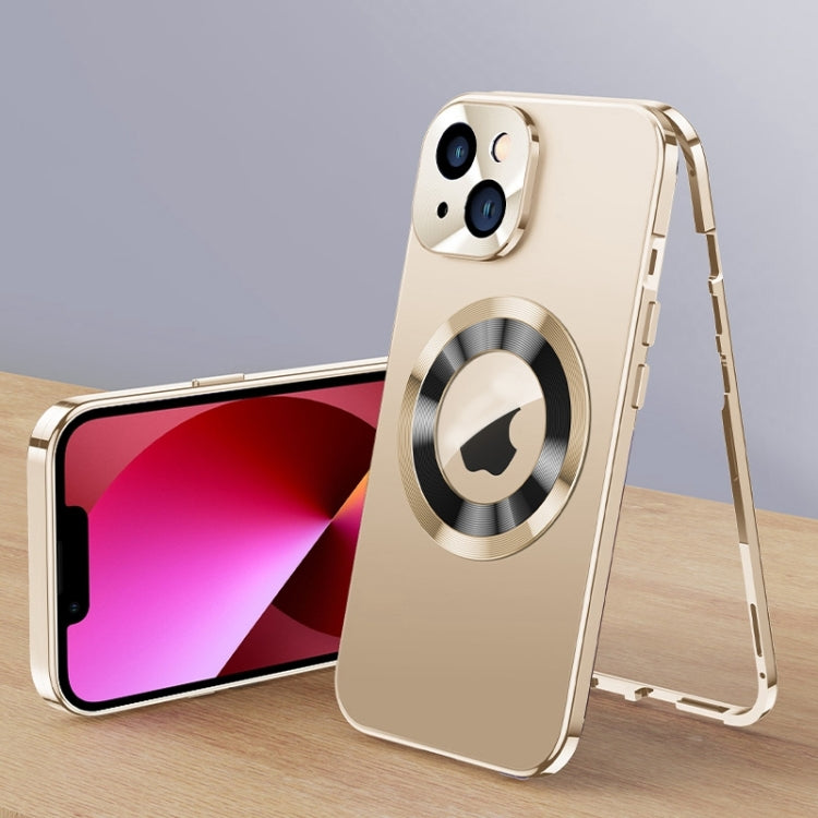For iPhone 13 Magnetic HD Tempered Glass Phone Case(Gold) - iPhone 13 Cases by buy2fix | Online Shopping UK | buy2fix