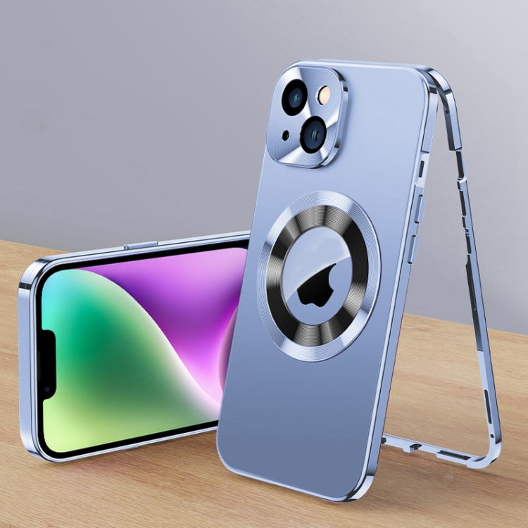 For iPhone 14 Plus Magnetic HD Tempered Glass Phone Case(Sierra Blue) - iPhone 14 Plus Cases by buy2fix | Online Shopping UK | buy2fix
