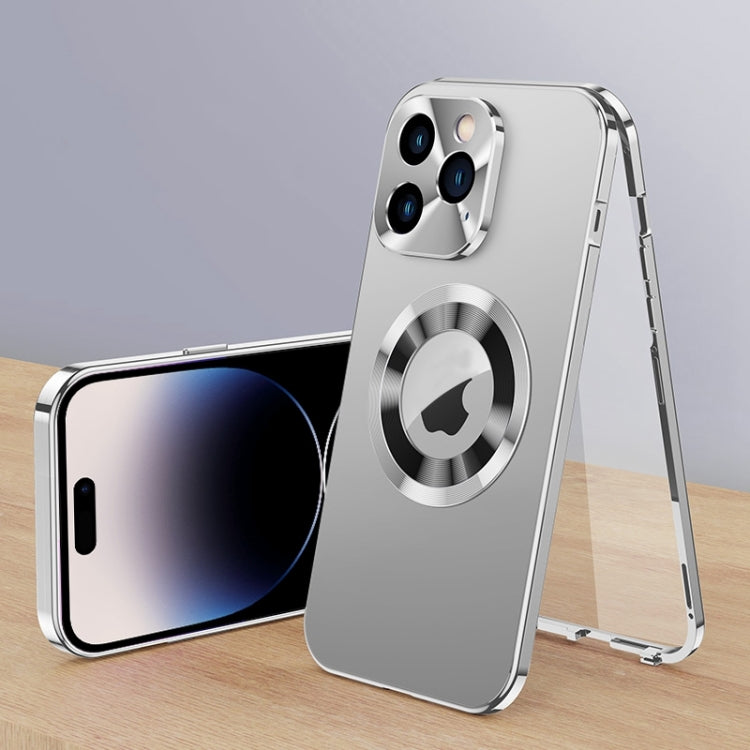 For iPhone 14 Pro Magnetic HD Tempered Glass Phone Case(Silver) - iPhone 14 Pro Cases by buy2fix | Online Shopping UK | buy2fix
