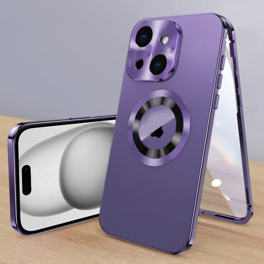 For iPhone 15 Plus Magnetic HD Tempered Glass Phone Case(Purple) - iPhone 15 Plus Cases by buy2fix | Online Shopping UK | buy2fix