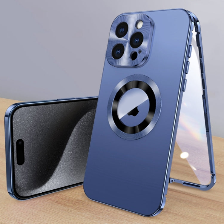 For iPhone 15 Pro Magnetic HD Tempered Glass Phone Case(Dark Blue) - iPhone 15 Pro Cases by buy2fix | Online Shopping UK | buy2fix