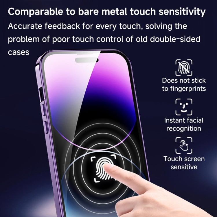 For iPhone 15 Plus Magnetic HD Tempered Glass Phone Case(Purple) - iPhone 15 Plus Cases by buy2fix | Online Shopping UK | buy2fix