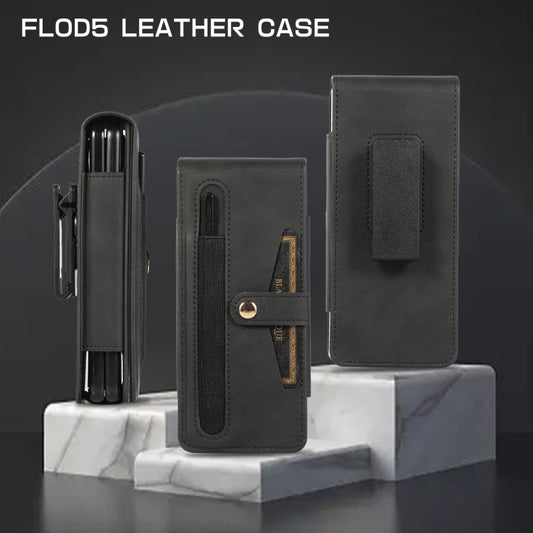 For Samsung Galaxy Z Fold5 5G PC Foldable Shockproof Leather Phone Case with Stylus(Black) - Galaxy Z Fold5 Cases by buy2fix | Online Shopping UK | buy2fix