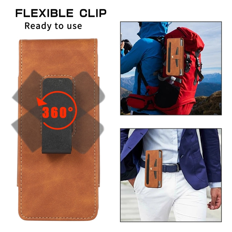 For Samsung Galaxy Z Fold5 5G PC Foldable Shockproof Leather Phone Case with Stylus(Brown) - Galaxy Z Fold5 Cases by buy2fix | Online Shopping UK | buy2fix