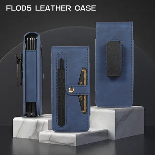 For Samsung Galaxy Z Fold5 5G PC Foldable Shockproof Leather Phone Case with Stylus(Blue) - Galaxy Z Fold5 Cases by buy2fix | Online Shopping UK | buy2fix