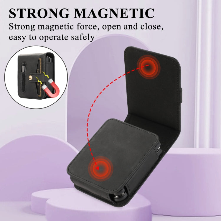 For Samsung Galaxy Z Flip5 5G PC Foldable Shockproof Leather Phone Case with Stylus(Black) - Galaxy Z Flip5 Cases by buy2fix | Online Shopping UK | buy2fix