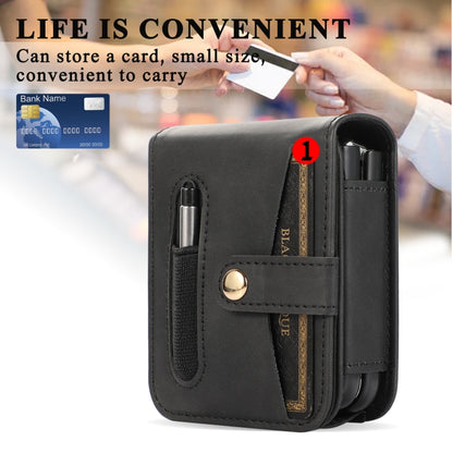 For Samsung Galaxy Z Flip5 5G PC Foldable Shockproof Leather Phone Case with Stylus(Black) - Galaxy Z Flip5 Cases by buy2fix | Online Shopping UK | buy2fix