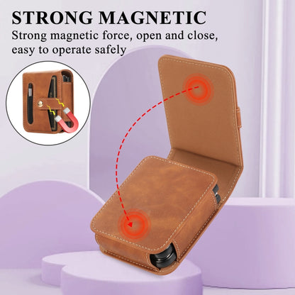 For Samsung Galaxy Z Flip5 5G PC Foldable Shockproof Leather Phone Case with Stylus(Brown) - Galaxy Z Flip5 Cases by buy2fix | Online Shopping UK | buy2fix