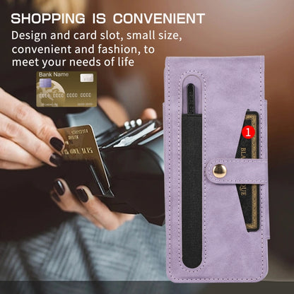 For Samsung Galaxy Z Fold4 5G PC Foldable Shockproof Leather Phone Case with Stylus(Purple) - Galaxy Z Fold4 5G Cases by buy2fix | Online Shopping UK | buy2fix