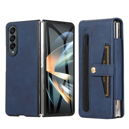 For Samsung Galaxy Z Fold3 5G PC Foldable Shockproof Leather Phone Case with Stylus(Blue) - Galaxy Phone Cases by buy2fix | Online Shopping UK | buy2fix