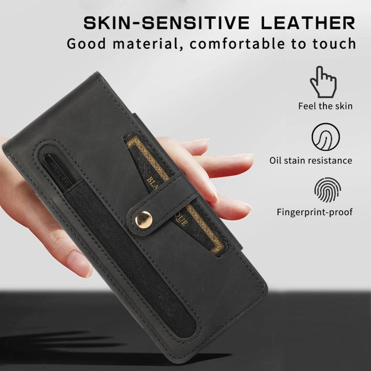 For Samsung Galaxy Z Fold2 5G PC Foldable Shockproof Leather Phone Case with Stylus(Black) - Galaxy Phone Cases by buy2fix | Online Shopping UK | buy2fix