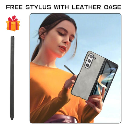 For Samsung Galaxy Z Fold2 5G PC Foldable Shockproof Leather Phone Case with Stylus(Grey) - Galaxy Phone Cases by buy2fix | Online Shopping UK | buy2fix