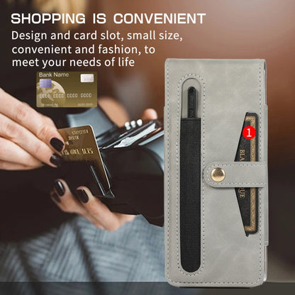 For Samsung Galaxy Z Fold2 5G PC Foldable Shockproof Leather Phone Case with Stylus(Grey) - Galaxy Phone Cases by buy2fix | Online Shopping UK | buy2fix