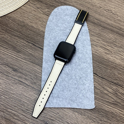 For Apple Watch Series 3 38mm Trapezoid Fold Magnetic Buckle Silicone PU Watch Band(Beige Gold) by buy2fix
