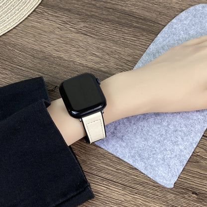 For Apple Watch Series 3 38mm Trapezoid Fold Magnetic Buckle Silicone PU Watch Band(Beige Gold) by buy2fix