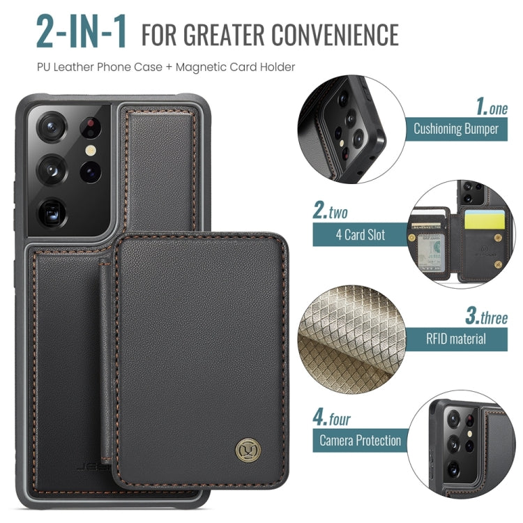 For Samsung Galaxy S21 Ultra 5G JEEHOOD J05 Business Magnetic Style RFID Leather Phone Case(Black) - Galaxy S21 Ultra 5G Cases by JEEHOOD | Online Shopping UK | buy2fix