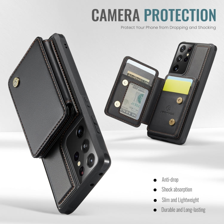 For Samsung Galaxy S21 Ultra 5G JEEHOOD J05 Business Magnetic Style RFID Leather Phone Case(Black) - Galaxy S21 Ultra 5G Cases by JEEHOOD | Online Shopping UK | buy2fix