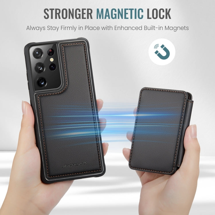 For Samsung Galaxy S21 Ultra 5G JEEHOOD J05 Business Magnetic Style RFID Leather Phone Case(Black) - Galaxy S21 Ultra 5G Cases by JEEHOOD | Online Shopping UK | buy2fix