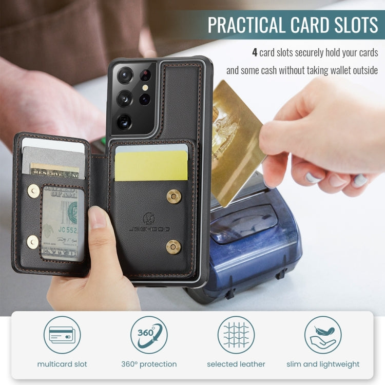 For Samsung Galaxy S21 Ultra 5G JEEHOOD J05 Business Magnetic Style RFID Leather Phone Case(Black) - Galaxy S21 Ultra 5G Cases by JEEHOOD | Online Shopping UK | buy2fix