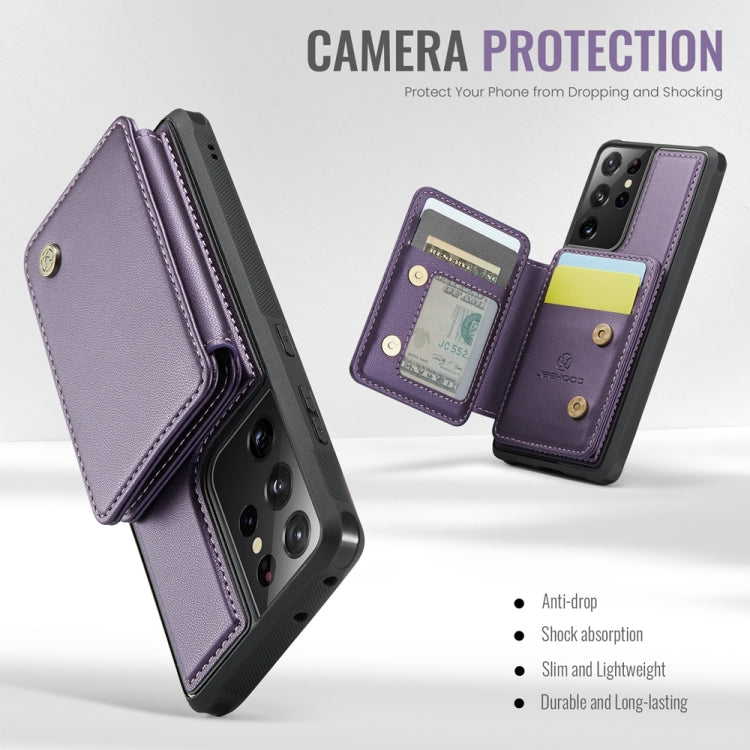 For Samsung Galaxy S21 Ultra 5G JEEHOOD J05 Business Magnetic Style RFID Leather Phone Case(Purple) - Galaxy S21 Ultra 5G Cases by JEEHOOD | Online Shopping UK | buy2fix
