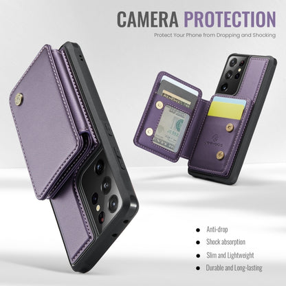 For Samsung Galaxy S21 Ultra 5G JEEHOOD J05 Business Magnetic Style RFID Leather Phone Case(Purple) - Galaxy S21 Ultra 5G Cases by JEEHOOD | Online Shopping UK | buy2fix