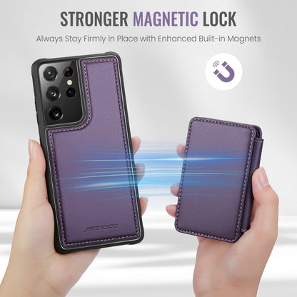For Samsung Galaxy S21 Ultra 5G JEEHOOD J05 Business Magnetic Style RFID Leather Phone Case(Purple) - Galaxy S21 Ultra 5G Cases by JEEHOOD | Online Shopping UK | buy2fix