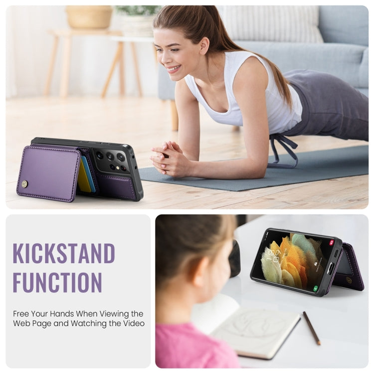 For Samsung Galaxy S21 Ultra 5G JEEHOOD J05 Business Magnetic Style RFID Leather Phone Case(Purple) - Galaxy S21 Ultra 5G Cases by JEEHOOD | Online Shopping UK | buy2fix