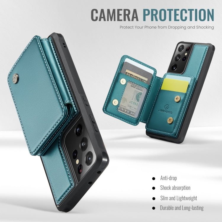 For Samsung Galaxy S21 Ultra 5G JEEHOOD J05 Business Magnetic Style RFID Leather Phone Case(Blue Green) - Galaxy S21 Ultra 5G Cases by JEEHOOD | Online Shopping UK | buy2fix