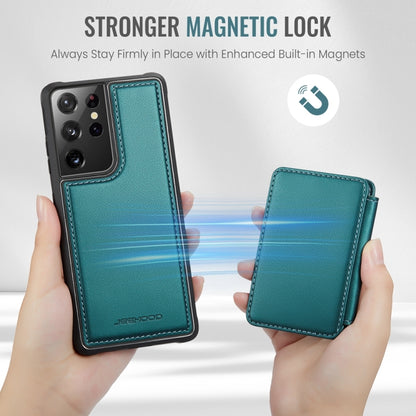 For Samsung Galaxy S21 Ultra 5G JEEHOOD J05 Business Magnetic Style RFID Leather Phone Case(Blue Green) - Galaxy S21 Ultra 5G Cases by JEEHOOD | Online Shopping UK | buy2fix