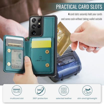 For Samsung Galaxy S21 Ultra 5G JEEHOOD J05 Business Magnetic Style RFID Leather Phone Case(Blue Green) - Galaxy S21 Ultra 5G Cases by JEEHOOD | Online Shopping UK | buy2fix