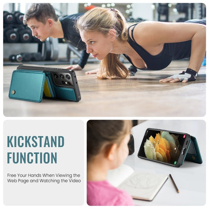 For Samsung Galaxy S21 Ultra 5G JEEHOOD J05 Business Magnetic Style RFID Leather Phone Case(Blue Green) - Galaxy S21 Ultra 5G Cases by JEEHOOD | Online Shopping UK | buy2fix