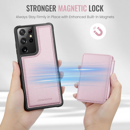 For Samsung Galaxy S21 Ultra 5G JEEHOOD J05 Business Magnetic Style RFID Leather Phone Case(Pink) - Galaxy S21 Ultra 5G Cases by JEEHOOD | Online Shopping UK | buy2fix