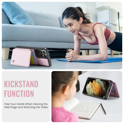 For Samsung Galaxy S21 Ultra 5G JEEHOOD J05 Business Magnetic Style RFID Leather Phone Case(Pink) - Galaxy S21 Ultra 5G Cases by JEEHOOD | Online Shopping UK | buy2fix