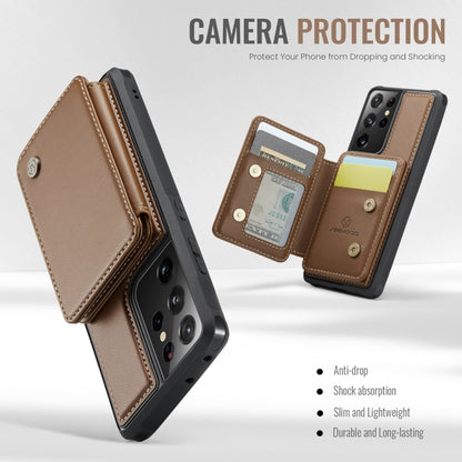 For Samsung Galaxy S21 Ultra 5G JEEHOOD J05 Business Magnetic Style RFID Leather Phone Case(Brown) - Galaxy S21 Ultra 5G Cases by JEEHOOD | Online Shopping UK | buy2fix