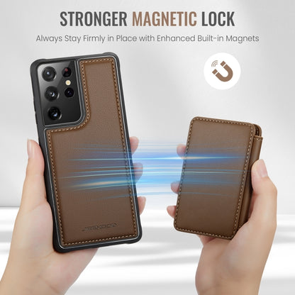 For Samsung Galaxy S21 Ultra 5G JEEHOOD J05 Business Magnetic Style RFID Leather Phone Case(Brown) - Galaxy S21 Ultra 5G Cases by JEEHOOD | Online Shopping UK | buy2fix