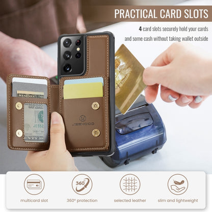 For Samsung Galaxy S21 Ultra 5G JEEHOOD J05 Business Magnetic Style RFID Leather Phone Case(Brown) - Galaxy S21 Ultra 5G Cases by JEEHOOD | Online Shopping UK | buy2fix