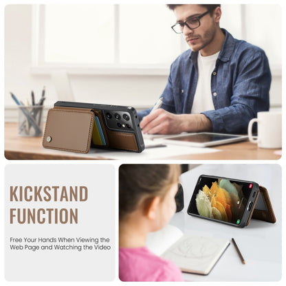 For Samsung Galaxy S21 Ultra 5G JEEHOOD J05 Business Magnetic Style RFID Leather Phone Case(Brown) - Galaxy S21 Ultra 5G Cases by JEEHOOD | Online Shopping UK | buy2fix