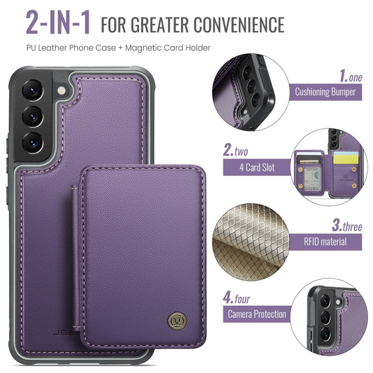 For Samsung Galaxy S22 5G JEEHOOD J05 Business Magnetic Style RFID Leather Phone Case(Purple) - Galaxy S22 5G Cases by JEEHOOD | Online Shopping UK | buy2fix