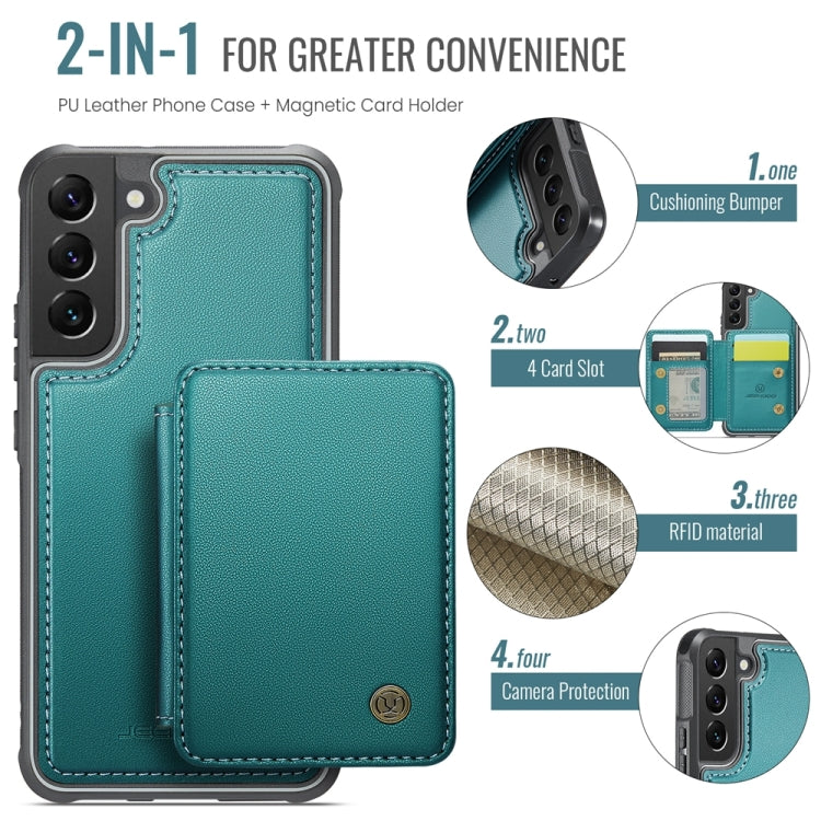 For Samsung Galaxy S22 5G JEEHOOD J05 Business Magnetic Style RFID Leather Phone Case(Blue Green) - Galaxy S22 5G Cases by JEEHOOD | Online Shopping UK | buy2fix