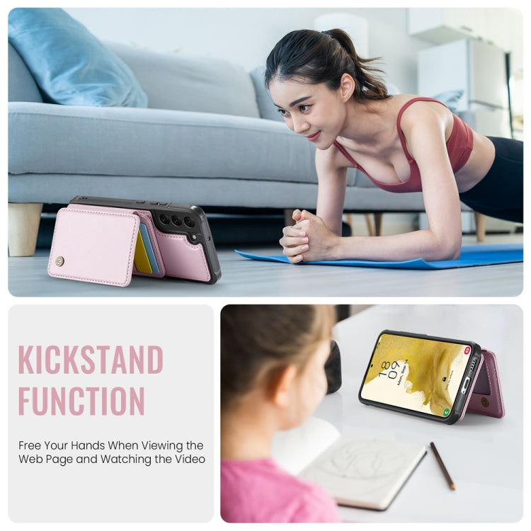 For Samsung Galaxy S22 5G JEEHOOD J05 Business Magnetic Style RFID Leather Phone Case(Pink) - Galaxy S22 5G Cases by JEEHOOD | Online Shopping UK | buy2fix