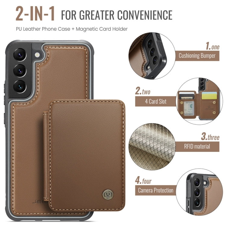 For Samsung Galaxy S22 5G JEEHOOD J05 Business Magnetic Style RFID Leather Phone Case(Brown) - Galaxy S22 5G Cases by JEEHOOD | Online Shopping UK | buy2fix