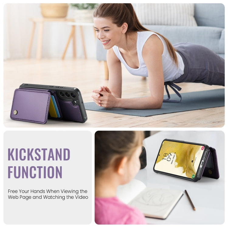 For Samsung Galaxy S22+ 5G JEEHOOD J05 Business Magnetic Style RFID Leather Phone Case(Purple) - Galaxy S22+ 5G Cases by JEEHOOD | Online Shopping UK | buy2fix