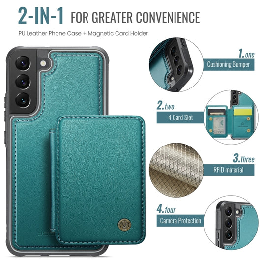 For Samsung Galaxy S22+ 5G JEEHOOD J05 Business Magnetic Style RFID Leather Phone Case(Blue Green) - Galaxy S22+ 5G Cases by JEEHOOD | Online Shopping UK | buy2fix