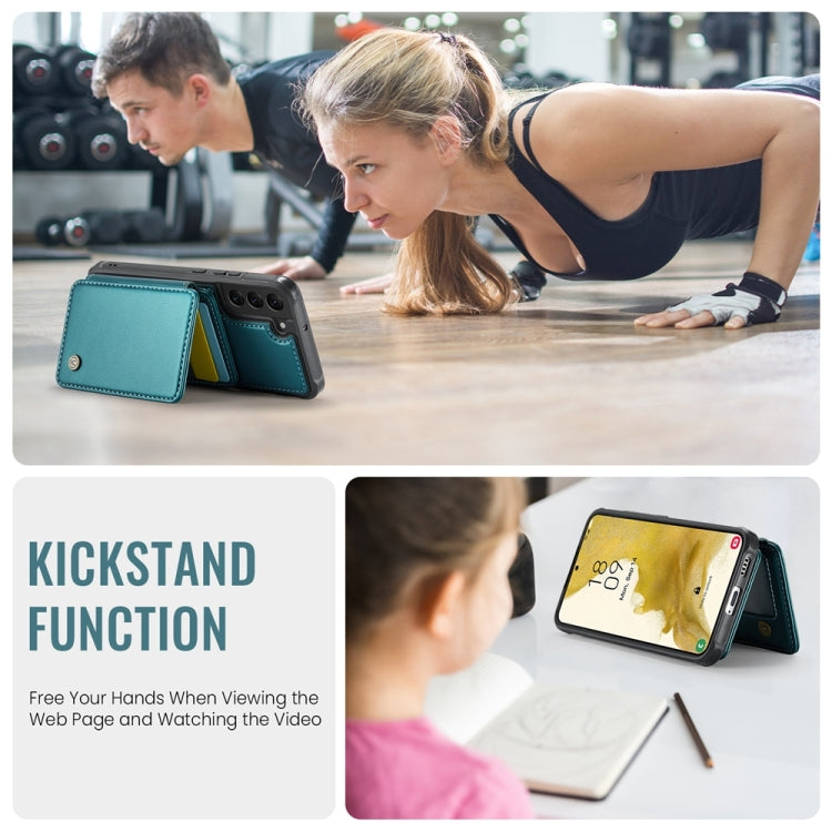 For Samsung Galaxy S22+ 5G JEEHOOD J05 Business Magnetic Style RFID Leather Phone Case(Blue Green) - Galaxy S22+ 5G Cases by JEEHOOD | Online Shopping UK | buy2fix